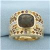 Image 1 : Rainbow Gemstone Statement Ring in 10k Yellow Gold