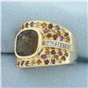 Image 2 : Rainbow Gemstone Statement Ring in 10k Yellow Gold