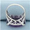 Image 4 : Checkerboard Cut Amethyst and Diamond Statement Ring in 14k White Gold