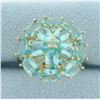 Image 1 : Blue Tourmaline Flower Ring in 10k Yellow Gold