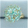 Image 2 : Blue Tourmaline Flower Ring in 10k Yellow Gold