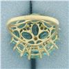 Image 4 : Blue Tourmaline Flower Ring in 10k Yellow Gold