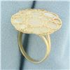 Image 3 : Mother of Pearl Filigree Large Statement Ring in 14k Yellow Gold