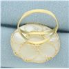 Image 4 : Mother of Pearl Filigree Large Statement Ring in 14k Yellow Gold