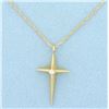 Image 1 : Diamond Cross Necklace in 14k Yellow Gold