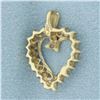 Image 2 : Diamond Heart Pendant in 10k Yellow Gold