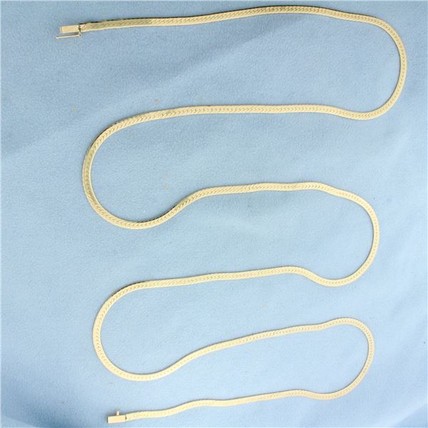 36 Inch Herringbone Link Chain Necklace in 14k Yellow Gold