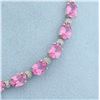 Image 2 : Pink Topaz and Diamond Tennis Bracelet in 10k White Gold