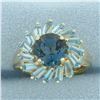 Image 1 : London Blue Topaz Sunburst Ring in 14K Yellow Gold