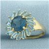 Image 2 : London Blue Topaz Sunburst Ring in 14K Yellow Gold