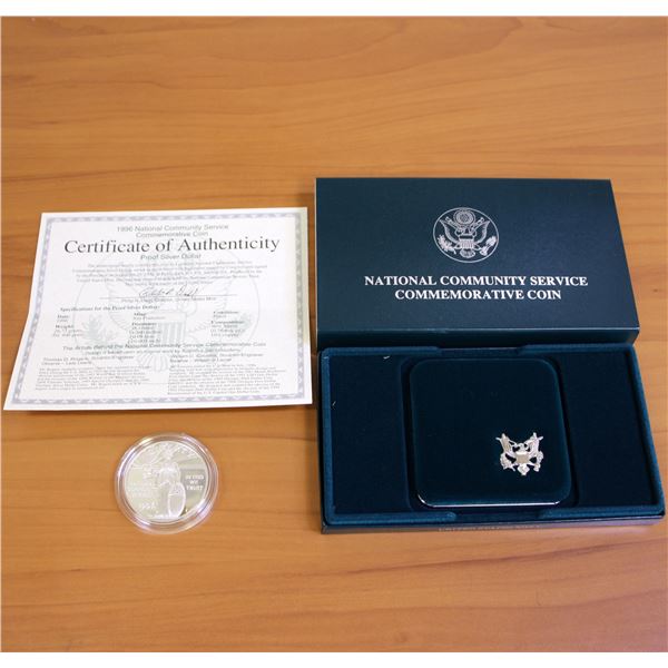 US Mint National Community Service Silver Dollar Proof Coin OGP