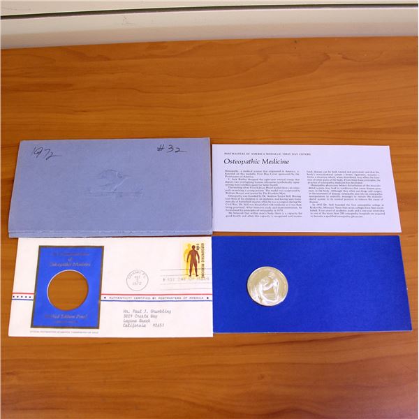 Postmasters of America Osteopathic Medicine Commemorative Proof Medal Coin COA