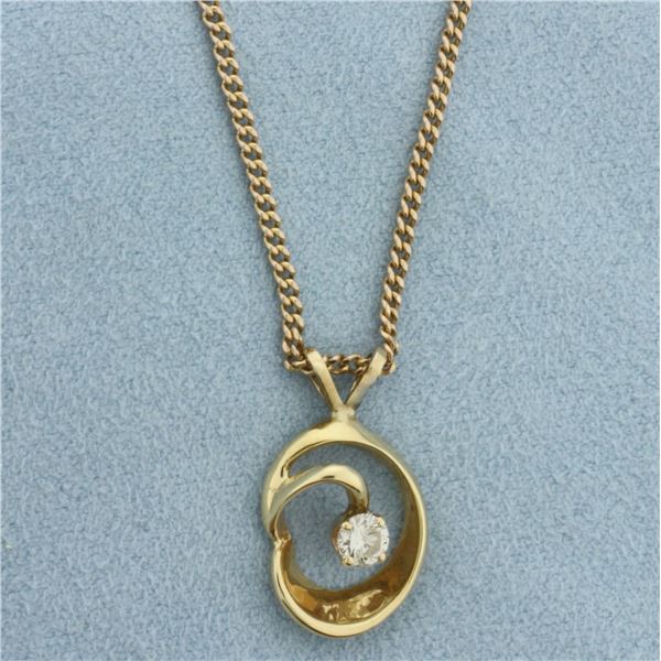 Abstract Design Diamond Necklace in 14k Yellow Gold