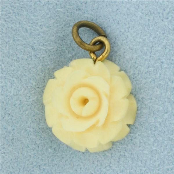 Hand Carved  Bone Antique Charm in Gold Plate