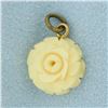 Image 1 : Hand Carved  Bone Antique Charm in Gold Plate