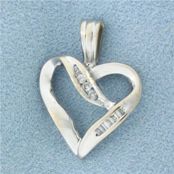 Diamond Heart Pendant in 10k White Gold