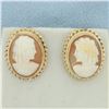 Image 1 : Vintage Shell Cameo Earrings in 14k Yellow Gold