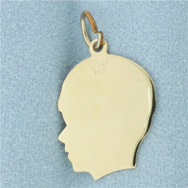 Engravable Boy Silhouette Charm in 14k Yellow Gold
