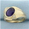 Image 2 : Amethyst and Diamond Ring in 14k Yellow Gold