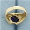 Image 4 : Amethyst and Diamond Ring in 14k Yellow Gold