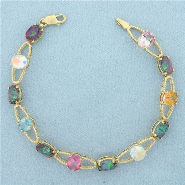 Rainbow Topaz Bracelet in 10k Yellow Gold