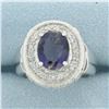 Image 1 : Tanzanite and Diamond Statement Ring in 10k White Gold