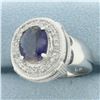 Image 2 : Tanzanite and Diamond Statement Ring in 10k White Gold