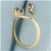 Image 3 : Amethyst Abstract Design Ring in 14k Yellow Gold