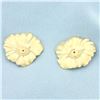 Image 1 : Leaf Design Stud Earring Enhancer Jackets in 14k Yellow Gold