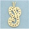 Image 2 : Diamond C Initial Pendant in 14k Yellow Gold