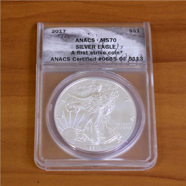 ANACS 2017 MS70 First Strike Silver Eagle Coin