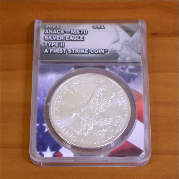 ANACS 2021 MS70 First Strike Silver Eagle Coin