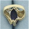 Image 4 : Vintage Marquise Amethyst and Diamond Ring in 10k Yellow Gold