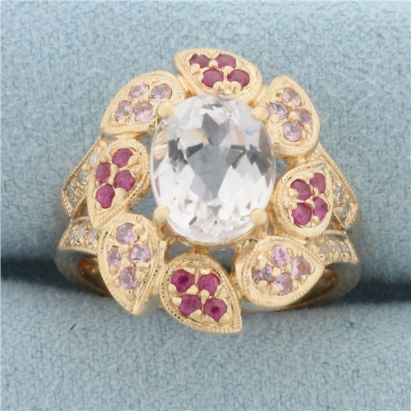 Topaz and Diamond Ring in 14k Rose Gold