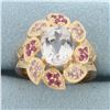Image 1 : Topaz and Diamond Ring in 14k Rose Gold