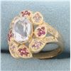 Image 2 : Topaz and Diamond Ring in 14k Rose Gold