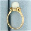 Image 3 : Cultured Akoya Pearl Ring in 14k Yellow Gold