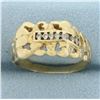 Image 1 : Mens Diamond Nugget Ring in14_k Yellow Gold