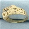 Image 2 : Mens Diamond Nugget Ring in14_k Yellow Gold