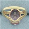 Image 4 : 6ct Lab Pink Sapphire and Diamond Ring in 10k Yellow Gold