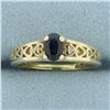 Image 1 : Sapphire and Diamond Heart Ring in 10k Yellow Gold