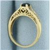 Image 3 : Sapphire and Diamond Heart Ring in 10k Yellow Gold
