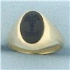Image 1 : St. Luke's Caduceus Medical Symbol Onyx Signet Ring in 10k Yellow Gold