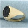 Image 2 : St. Luke's Caduceus Medical Symbol Onyx Signet Ring in 10k Yellow Gold