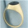 Image 3 : St. Luke's Caduceus Medical Symbol Onyx Signet Ring in 10k Yellow Gold