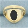 Image 4 : St. Luke's Caduceus Medical Symbol Onyx Signet Ring in 10k Yellow Gold