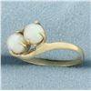 Image 2 : Cultured Pearl Toi et Moi Ring in 10k Yellow Gold