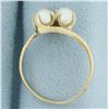 Image 3 : Cultured Pearl Toi et Moi Ring in 10k Yellow Gold