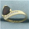 Image 2 : Garnet and Diamond Bypass Ring in 10k Yellow Gold