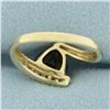 Image 4 : Garnet and Diamond Bypass Ring in 10k Yellow Gold